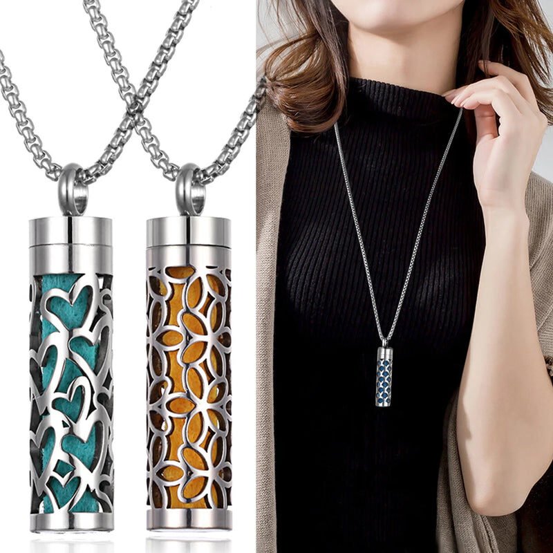 Kavrenza Stainless Steel Aromatherapy Necklace – With 10 Felt Pads - Image 2