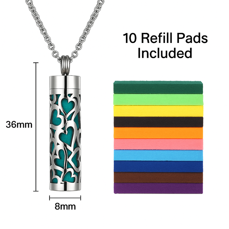 Kavrenza Stainless Steel Aromatherapy Necklace – With 10 Felt Pads - Image 4