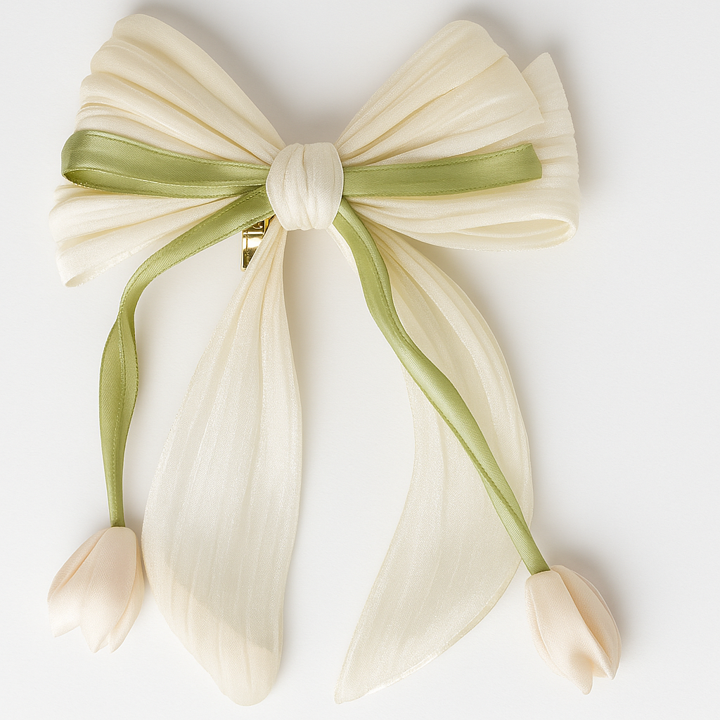 Elegant Vintage Floral Tulip Ribbon / Bow Hair Clip - Image 13