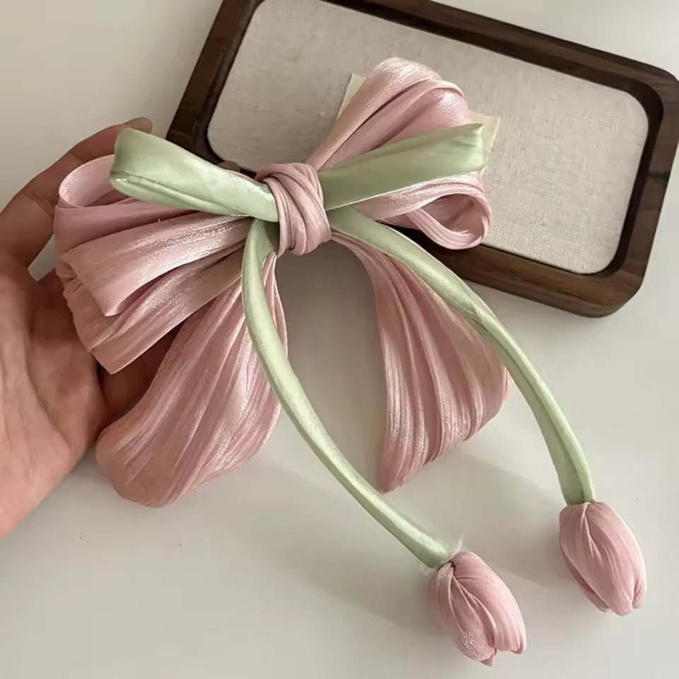 Elegant Vintage Floral Tulip Ribbon / Bow Hair Clip - Image 7