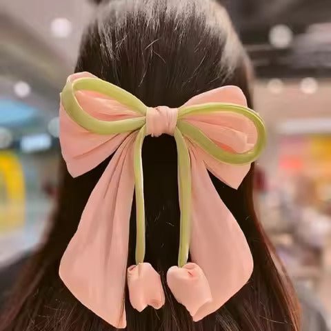 Elegant Vintage Floral Tulip Ribbon / Bow Hair Clip - Image 6
